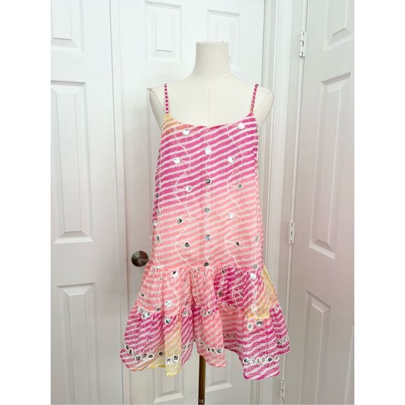Juliet Dunn Dresses & Skirts - Juliet Dunn London 2 Mini Dress Ombre Pink Peplum Confetti Sequin 6/8
